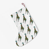 Giraffe Brown en Blauwgroen Silhouette Kleine Kerstsok (Achterkant (Hangend))