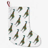 Giraffe Brown en Blauwgroen Silhouette Kleine Kerstsok (Voorkant)