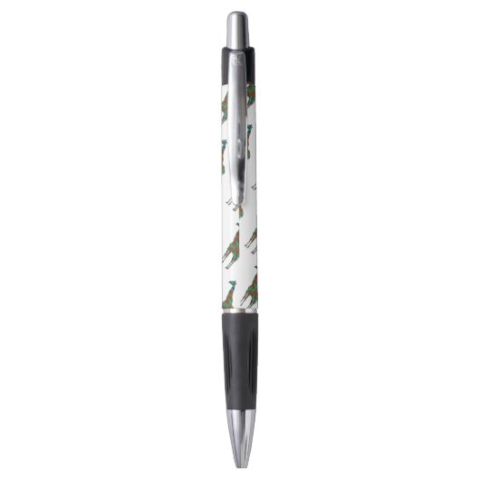 Giraffe Brown en Blauwgroen Silhouette Pen (Achterkant (Verticaal))