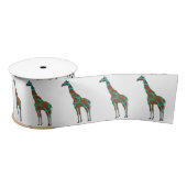 Giraffe Brown en Blauwgroen Silhouette Satijnen Lint (Spoel)