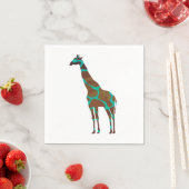 Giraffe Brown en Blauwgroen Silhouette Servetten (Insitu)