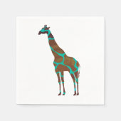 Giraffe Brown en Blauwgroen Silhouette Servetten (Voorkant)