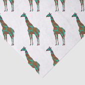 Giraffe Brown en Blauwgroen Silhouette Tissuepapier (Detail)