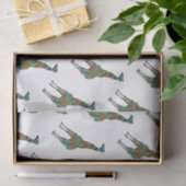 Giraffe Brown en Blauwgroen Silhouette Tissuepapier (Geschenk)