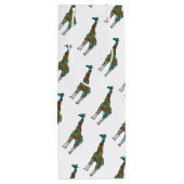 Giraffe Brown en Blauwgroen Silhouette Wijn Cadeautas (Achterkant)