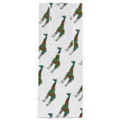 Giraffe Brown en Blauwgroen Silhouette Wijn Cadeautas (Voorkant)