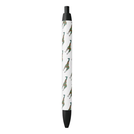 Giraffe Brown en Blauwgroen Silhouette Zwarte Inkt Pen (Voorkant Verticaal)