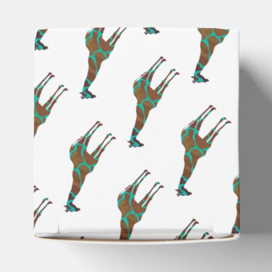 Giraffe Brown en Blauwgroen Siloette Bedankdoosjes (Bovenkant)