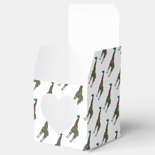 Giraffe Brown en Blauwgroen Siloette Bedankdoosjes (Geopend)