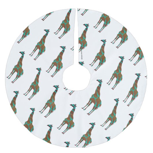 Giraffe Brown en Blauwgroen Siloette Kerstboom Rok (Voorkant)