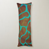 Giraffe Brown en Blauwgroen Siloette Lichaamskussen (Achterkant (Verticaal))