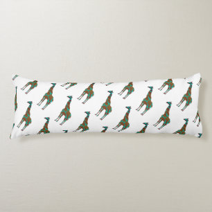 Giraffe Brown en Blauwgroen Siloette Lichaamskussen