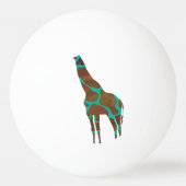Giraffe Brown en Blauwgroen Siloette Pingpongbal (Voorkant)