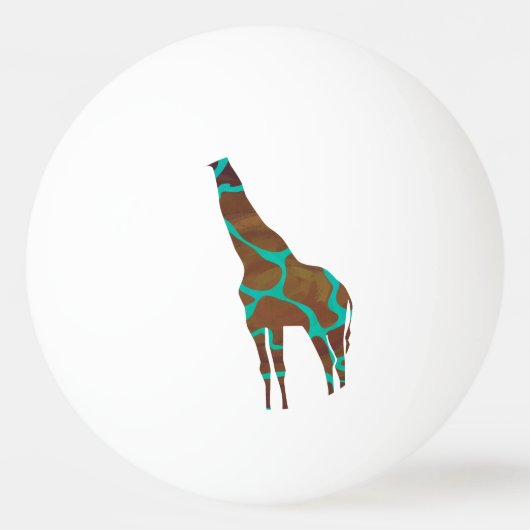 Giraffe Brown en Blauwgroen Siloette Pingpongbal (Voorkant)