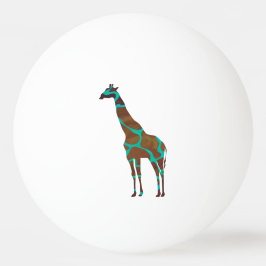 Giraffe Brown en Blauwgroen Siloette Pingpongbal (Achterkant)