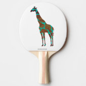 Giraffe Brown en Blauwgroen Siloette Tafeltennisbatje (Voorkant)