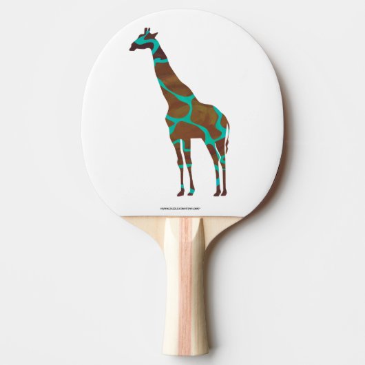 Giraffe Brown en Blauwgroen Siloette Tafeltennisbatje (Voorkant)
