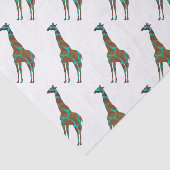 Giraffe Brown en Blauwgroen Siloette Tissuepapier (Detail)