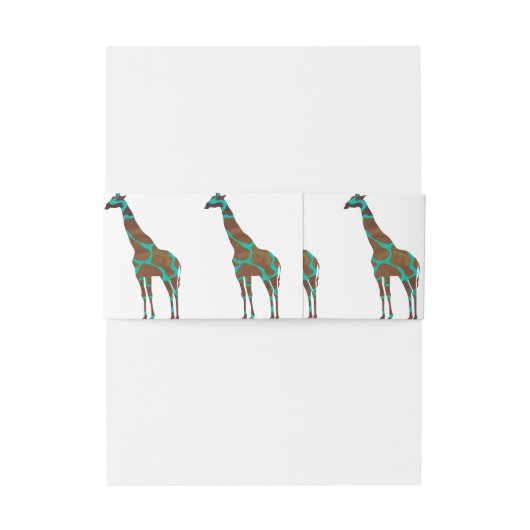 Giraffe Brown en Blauwgroen Siloette Uitnodigingen Wikkel (Achterkant Voorbeeld)
