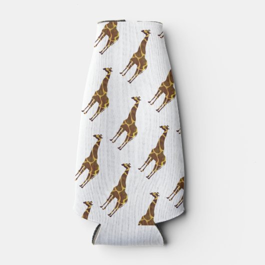 Giraffe Brown en Geel Silhouette Flesjeskoeler (Voorkant)