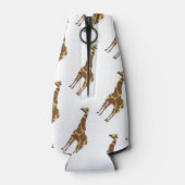 Giraffe Brown en Geel Silhouette Flesjeskoeler (Achterkant)