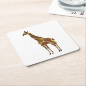 Giraffe Brown en Geel Silhouette Kartonnen Onderzetters (Schuin)
