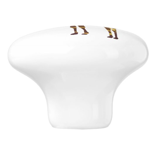 Giraffe Brown en Geel Silhouette Keramische Knop (Zijkant)