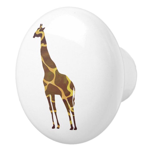Giraffe Brown en Geel Silhouette Keramische Knop (Rechts)