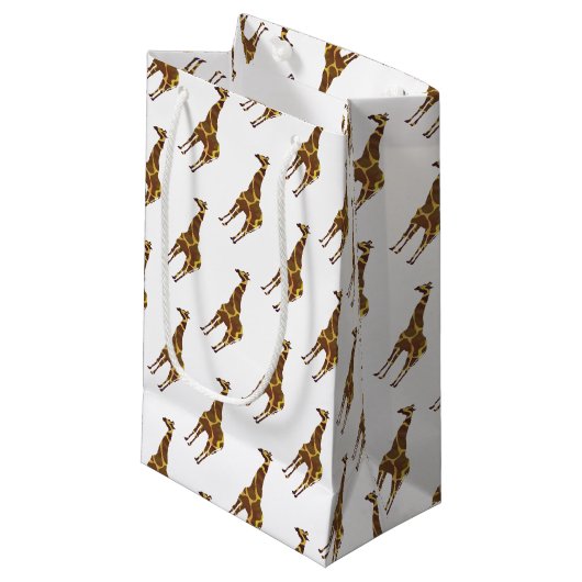 Giraffe Brown en Geel Silhouette Klein Cadeauzakje (Voorkant Gekanteld)