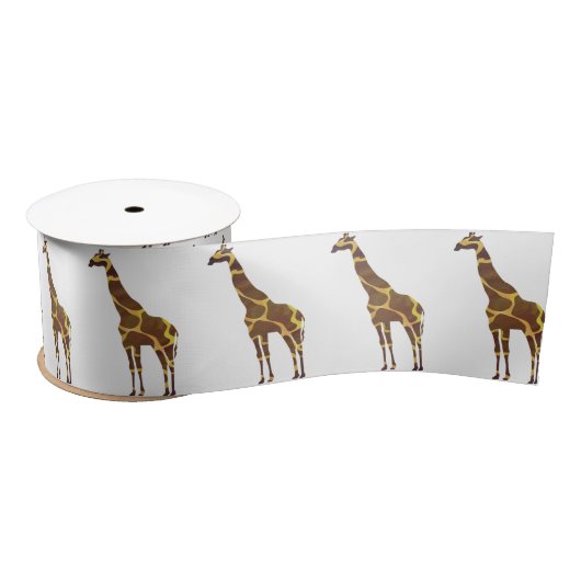 Giraffe Brown en Geel Silhouette Satijnen Lint (Spoel)