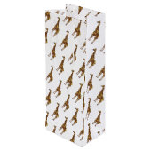 Giraffe Brown en Geel Silhouette Wijn Cadeautas (Achterkant Gekanteld)