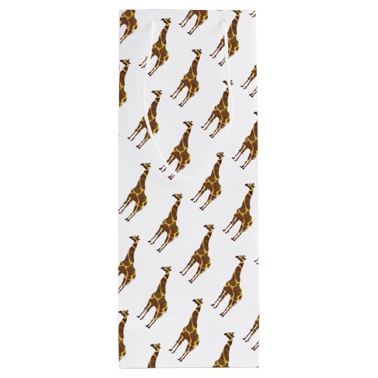 Giraffe Brown en Geel Silhouette Wijn Cadeautas (Achterkant)