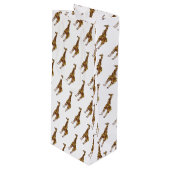 Giraffe Brown en Geel Silhouette Wijn Cadeautas (Voorkant Gekanteld)