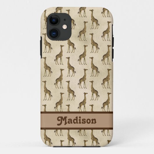 Giraffe Brown Personalized Animal Case-Mate iPhone Case (Achterkant)