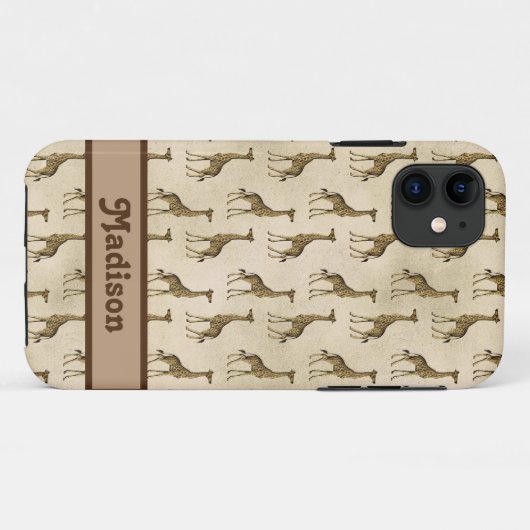 Giraffe Brown Personalized Animal Case-Mate iPhone Case (Achterkant (horizontaal))