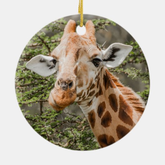 Giraffe browsen keramisch ornament (Achterkant)