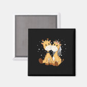 Giraffe bruid en bruidegom bruiloft kunst matching magneet (Voorkant / Achterkant)