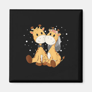 Giraffe bruid en bruidegom bruiloft kunst matching magneet