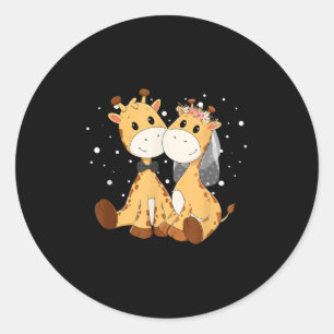 Giraffe bruid en bruidegom bruiloft kunst matching ronde sticker