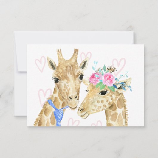 Giraffe bruiloft dank u bedankkaart (Achterkant)