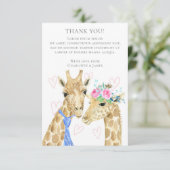 Giraffe bruiloft dank u bedankkaart (Staand voorkant)