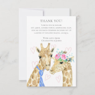 Giraffe bruiloft dank u bedankkaart