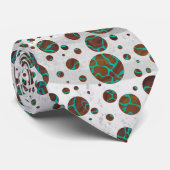 Giraffe Bruin en Blauwgroene Print Stropdas (Opgerold)