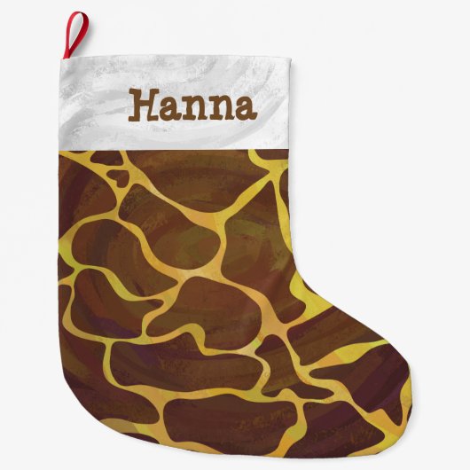 Giraffe Bruin en Geel Grote Kerstsok (Voorkant)