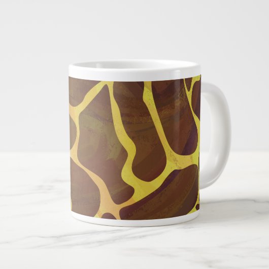 Giraffe Bruin en Geel Print Grote Koffiekop (Voorkant rechts)