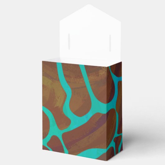 Giraffe Bruin en Teal Print Bedankdoosjes (Geopend)
