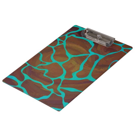 Giraffe Bruin en Teal Print Klembord (Gekanteld)