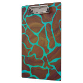 Giraffe Bruin en Teal Print Klembord (Links)