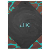 Giraffe Bruin en Teal Print Klembord (Achterkant)