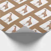 Giraffe bruin en wit glanzend omslagpapier cadeaupapier (Hoek)